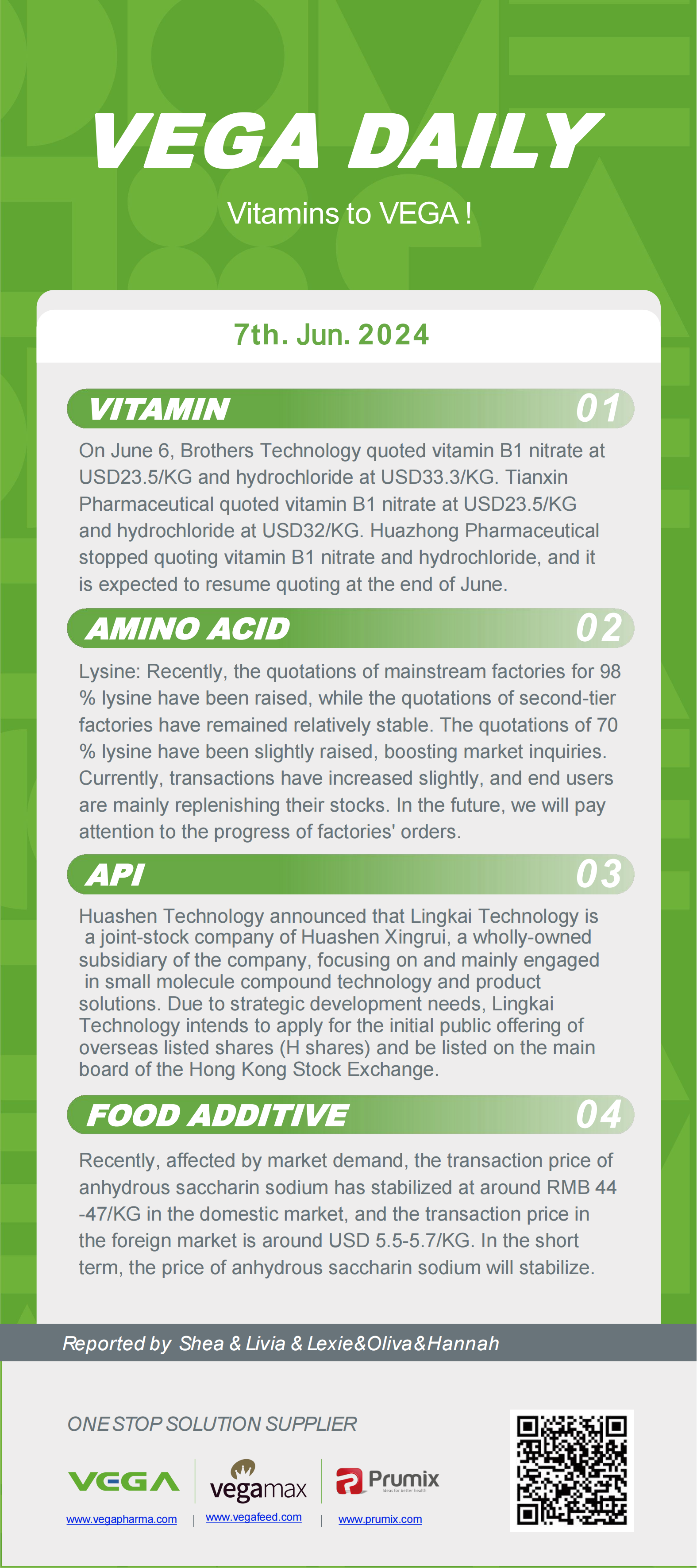 Vega Daily Dated on Jun 7th 2024 Vitamin Amino Acid APl Food Additives.png